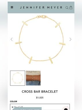 Jennifer Meyer Gold Cross Bar Chain Bracelet